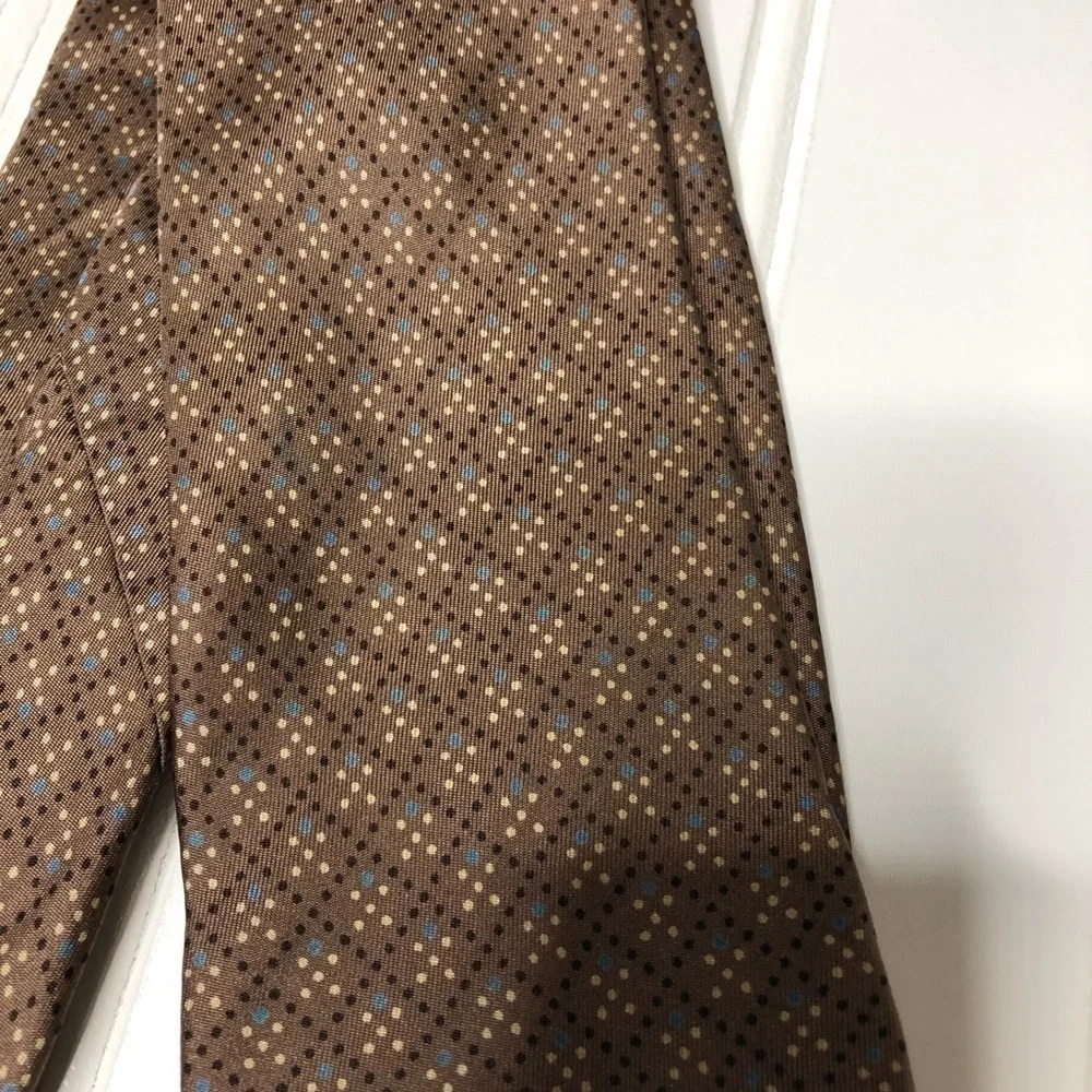 Givenchy brown silk tie with blue and cream dots